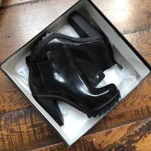 BLACK Melissa Soldier High Heel Rain Boots sz.9